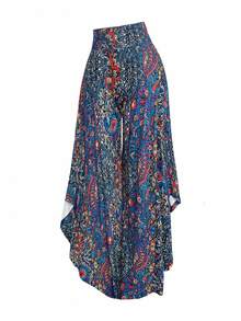 EMERY ROSE Women's Casual Paisley Print Asymmetric Hem Wide Leg Pants, For Resort Wear Fall Cloth For Women - Multicolor - View 3