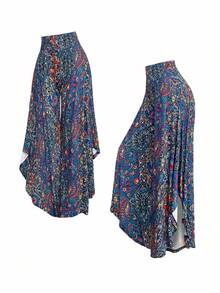 EMERY ROSE Women's Casual Paisley Print Asymmetric Hem Wide Leg Pants, For Resort Wear Fall Cloth For Women - Multicolor - View 6