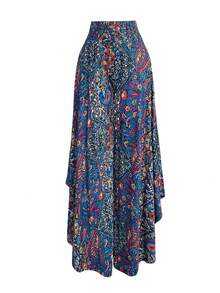 EMERY ROSE Women's Casual Paisley Print Asymmetric Hem Wide Leg Pants, For Resort Wear Fall Cloth For Women - Multicolor - View 4