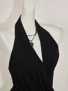 SHEIN ICON Asymmetrical Hem Draped Neck Cowl Tank Top For Women Halloween Night Black Summer Sexy Gothic Grunge - Black - View 7