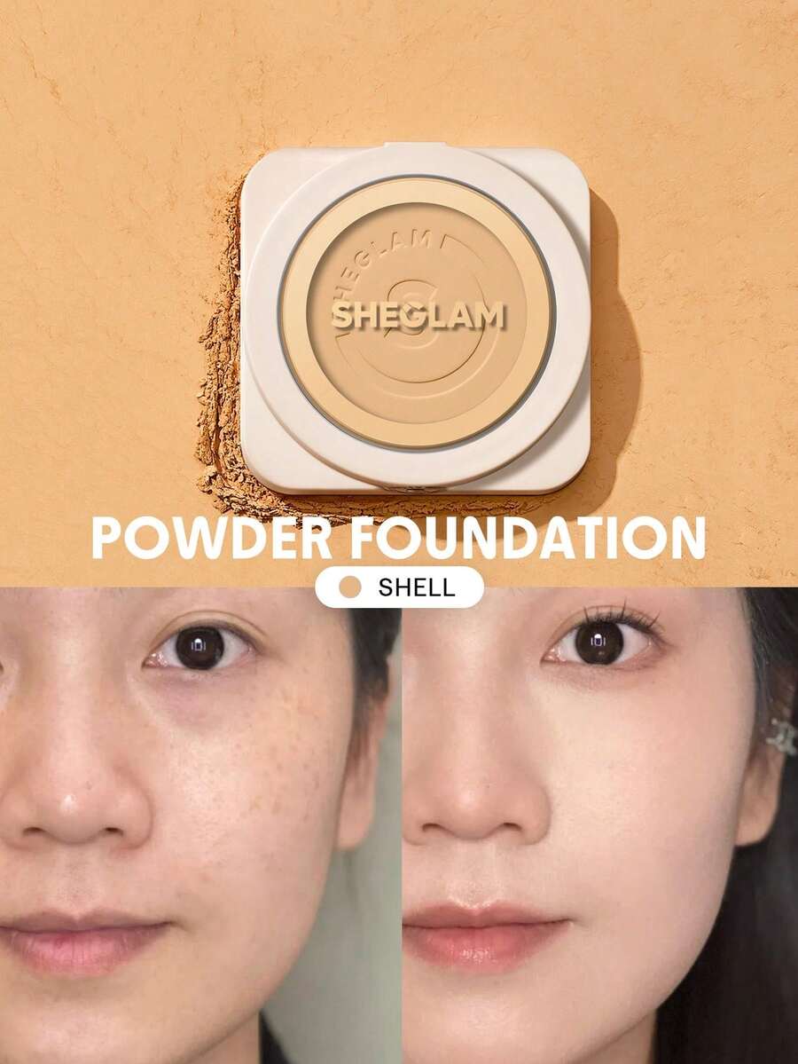SHEGLAM Skin-Focus High Coverage Powder Foundation-Shell Brand Beauty Cosmetic Makeup For Women And Girls - Shell - View 1