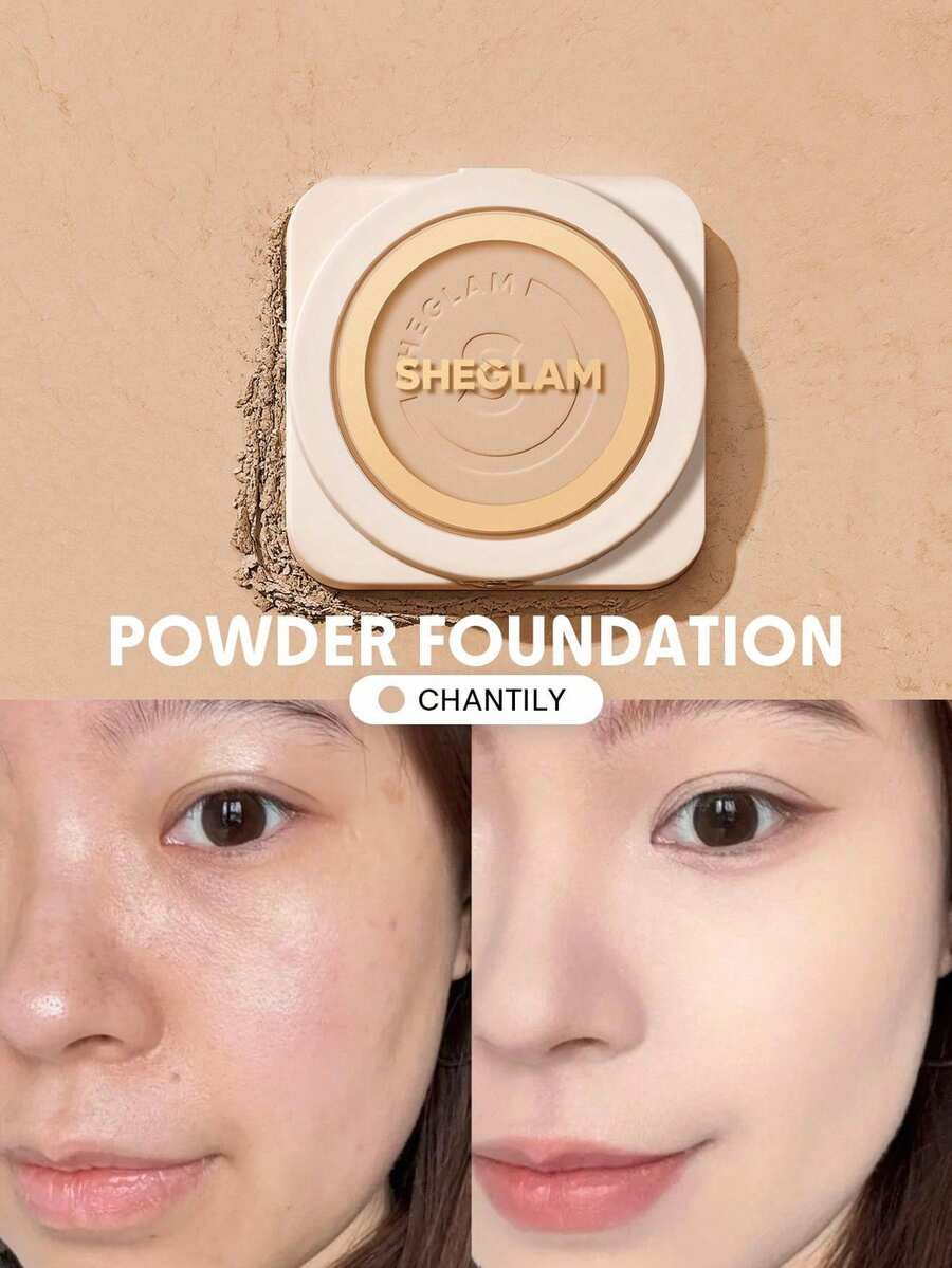 SHEGLAM Skin-Focus High Coverage Powder Foundation-Chantilly Brand Beauty Cosmetic Makeup For Women And Girls - Chantilly - View 1