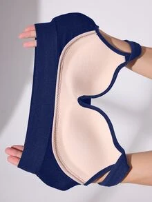Slayform Slayform Women's Solid Color Seamless Push-Up Sports Bra - Navy Blue - View 5