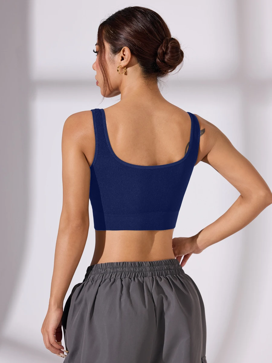 Slayform Slayform Women's Solid Color Seamless Push-Up Sports Bra - Navy Blue - View 1