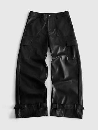 Street Life Men's Fashion Commuter PU Cargo Pants