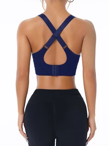 Slayform Slayform Women's Solid Color Daily Fitness Sports Bra - Navy Blue - View 5