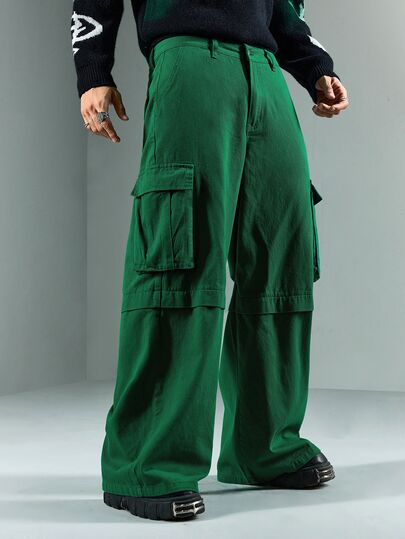 Street Life Jean cargo décontracté de couleur unie pour hommes