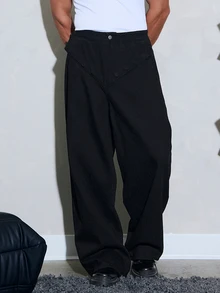 FeverCity Men's Streetwear Washed Black Long Pants - Black - View 5