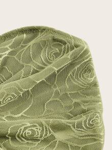 SHEIN ICON Spring  Twist Front Split Hem Tube Green Top - Olive Green - View 5