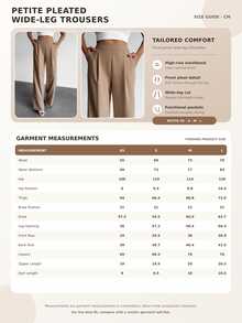 SHEIN Petite Size Solid Color High Waist Pleated Wide Leg Loose Casual Pants - Mocha Brown - View 8