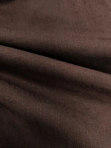 LUMIGAL V-Neck Tie Front Ruched Chest Casual Versatile Long Sleeve Autumn Women's Blouse - Coffee Brown - View 6