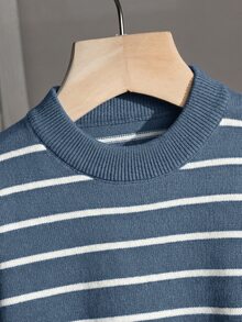 Young Boy Autumn/Winter Casual Vacation Daily Commute Color Block Striped Pattern Crew Neck Pullover Sweater - Multicolor - View 3
