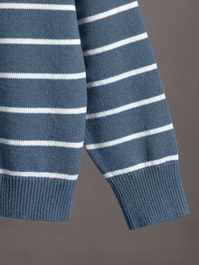 Young Boy Autumn/Winter Casual Vacation Daily Commute Color Block Striped Pattern Crew Neck Pullover Sweater - Multicolor - View 5