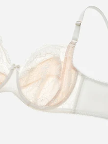 LUVLETTE Plus Woman Full Coverage Lingerie Curve Support & Breathable Underwire Sexy Unlined Minimizer Lace Elegance Bra Romantic White Bridal Intimates - White - View 8