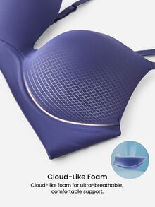 LUVLETTE Plus Dream Curve Support +Smooth Halloween Full Coverage Support Wide Strap Bra Push Up T-Shirt Purple Bra - Dusty Purple - View 6