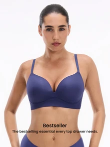 LUVLETTE Plus Dream Curve Support +Smooth Halloween Full Coverage Support Wide Strap Bra Push Up T-Shirt Purple Bra - Dusty Purple - View 2