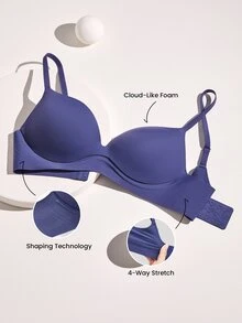 LUVLETTE Plus Dream Curve Support +Smooth Halloween Full Coverage Support Wide Strap Bra Push Up T-Shirt Purple Bra - Dusty Purple - View 9
