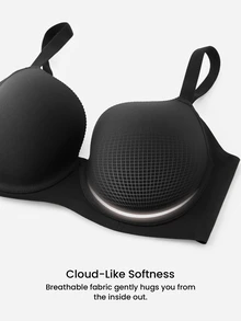 LUVLETTE Dream Curve Support+ Side Support Blakc Underwire Push Up T-Shirt Basic Comfortable No-Show Seamless Must-Haves Bra - Black - View 8