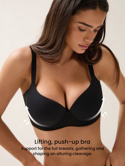 LUVLETTE Dream Curve Support+ Side Support Blakc Underwire Push Up T-Shirt Basic Comfortable No-Show Seamless Must-Haves Bra