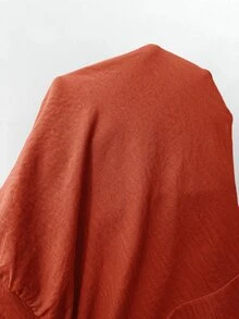 Elaquor 大尺碼女款純色百褶休閒波希米亞風日常夏季洋裝 職場度假棕色 - 紅木色 - 查看 10