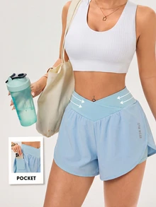 Easithlete Easithlete Casual Versatile Blue Slim-Fit Shorts With Lining - Blue - View 1