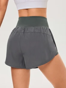 Easithlete Easithlete 1pc Grey Slim-Fit Letter-Print Casual Shorts With Lining - Grey - View 5