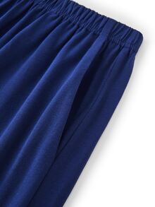 LUVLETTE Plus Size Men Blue Pajama Set 100% Cotton Short Sleeve Notch Collar Button Front Top & Straight Leg Pants Contrast Piping Chest Pocket Homewear - Blue - View 13
