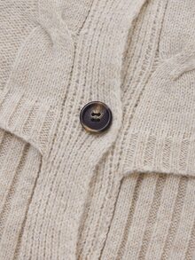 valorelle valorelle Fashion Solid Color Textured Knit 2 In 1 Women's Cardigan Sweater - Khaki - View 5