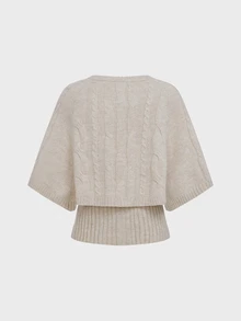 valorelle valorelle Fashion Solid Color Textured Knit 2 In 1 Women's Cardigan Sweater - Khaki - View 6