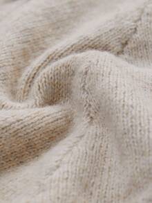 valorelle valorelle Fashion Solid Color Textured Knit 2 In 1 Women's Cardigan Sweater - Khaki - View 3