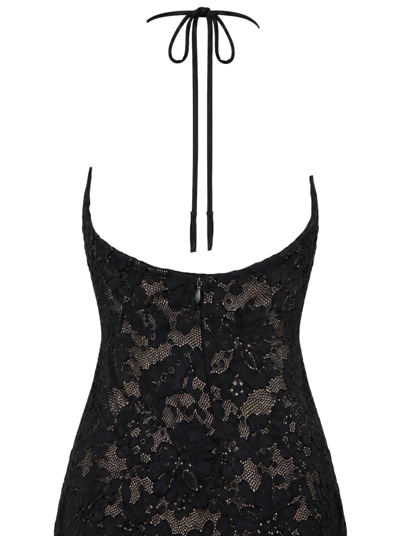 Black Lace Bodycon Halter Neck Sleeveless Maxi Dress, view 6
