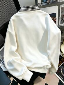 GlowEve CURVE Plus Size Women's Fall Letter Print Fashion Minimalist Streetwear Casual Basic Zip-Up Sweatshirt Graphic Daily Wear Vacation Formal All White - Multicolor - View 2