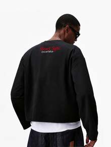 STYNVO Men's Heart Pattern Casual Versatile Daily Wear T-Shirt - Black - View 2