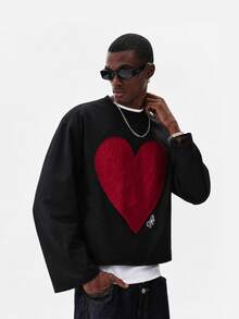 STYNVO Men's Heart Pattern Casual Versatile Daily Wear T-Shirt - Black - View 1