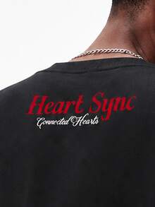 STYNVO Men's Heart Pattern Casual Versatile Daily Wear T-Shirt - Black - View 5