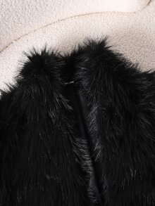 SHEIN Tween Girl Autumn/Winter Fashion Fuzzy Jacket - Black - View 5