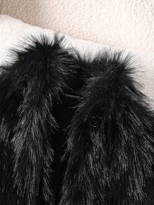 SHEIN Tween Girl Autumn/Winter Fashion Fuzzy Jacket - Black - View 6