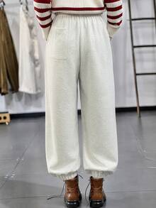 Balvessa Women's Versatile Drawstring Waist Pocket Jogger Sweatpants - Light Grey - View 2