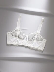 EmpressEnvy Exquisite French Lace Sexy Elegant Underwire Plus Size Bra & Non-Wire Bra - White - View 8