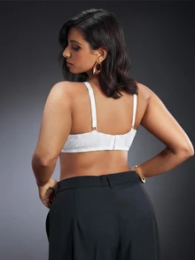EmpressEnvy Exquisite French Lace Sexy Elegant Underwire Plus Size Bra & Non-Wire Bra - White - View 2