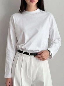 Dazy Kids 青少年女孩字母印花不對稱肩休閒百搭日常穿著T恤 - 白色 - 查看 3