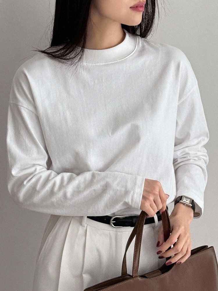 DAZY Teen Girl Letter Print Asymmetric Shoulder Casual Versatile Daily Wear T-Shirt - White - View 10