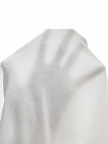 Omancia Solid Batwing Sleeve V Neck Tee - White - View 8