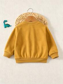 Yellow Baby Crew Neck Casual Pullover Autumn Sweatshirt - Multicolor - View 4