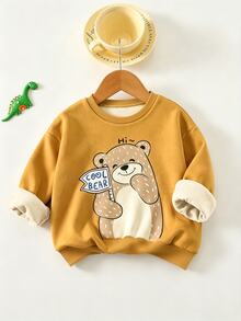 Yellow Baby Crew Neck Casual Pullover Autumn Sweatshirt - Multicolor - View 3