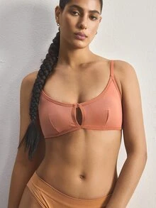 Ocili 100%纯棉前扣式简约优质舒适柔软棉质前扣式文胸，女士款 - 紅木色 - 查看 5