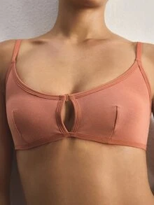 Ocili 100%纯棉前扣式简约优质舒适柔软棉质前扣式文胸，女士款 - 紅木色 - 查看 6