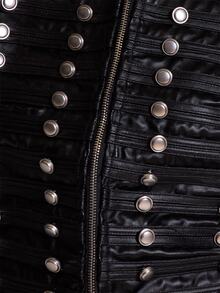 MUSERA Black And Silver PU Military Style Jacket Fall Going Out Night Out Concert Halloween Cool Girl Furiosa Streetwear - Black - View 6