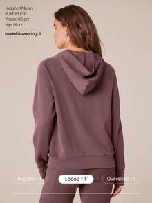GLOWMODE Modal Silk Touch Oversized Long Sleeve Half-Zip Sweatshirt  Spring Summer - Purple - View 2