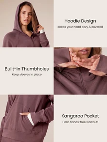 GLOWMODE Modal Silk Touch Oversized Long Sleeve Half-Zip Sweatshirt  Spring Summer - Purple - View 4